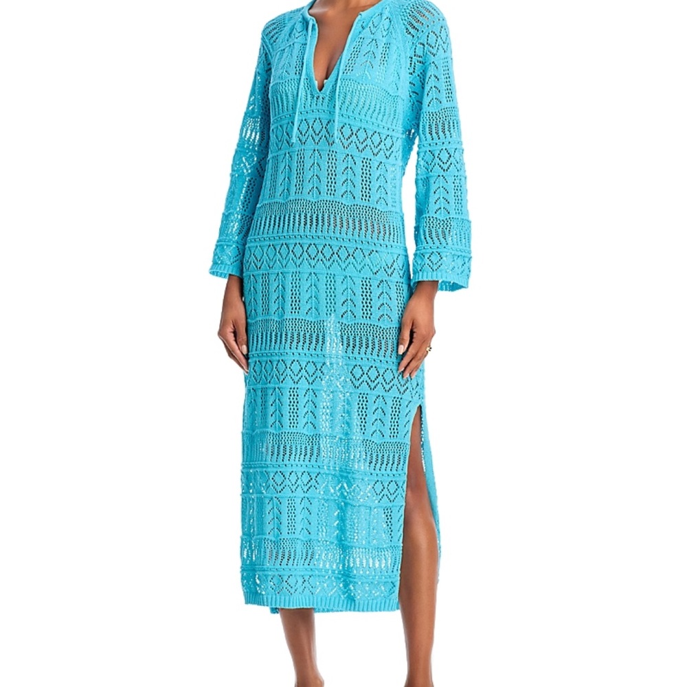Elan Swim Cover-Up Kaftan Exclusive in Turquoise Medium